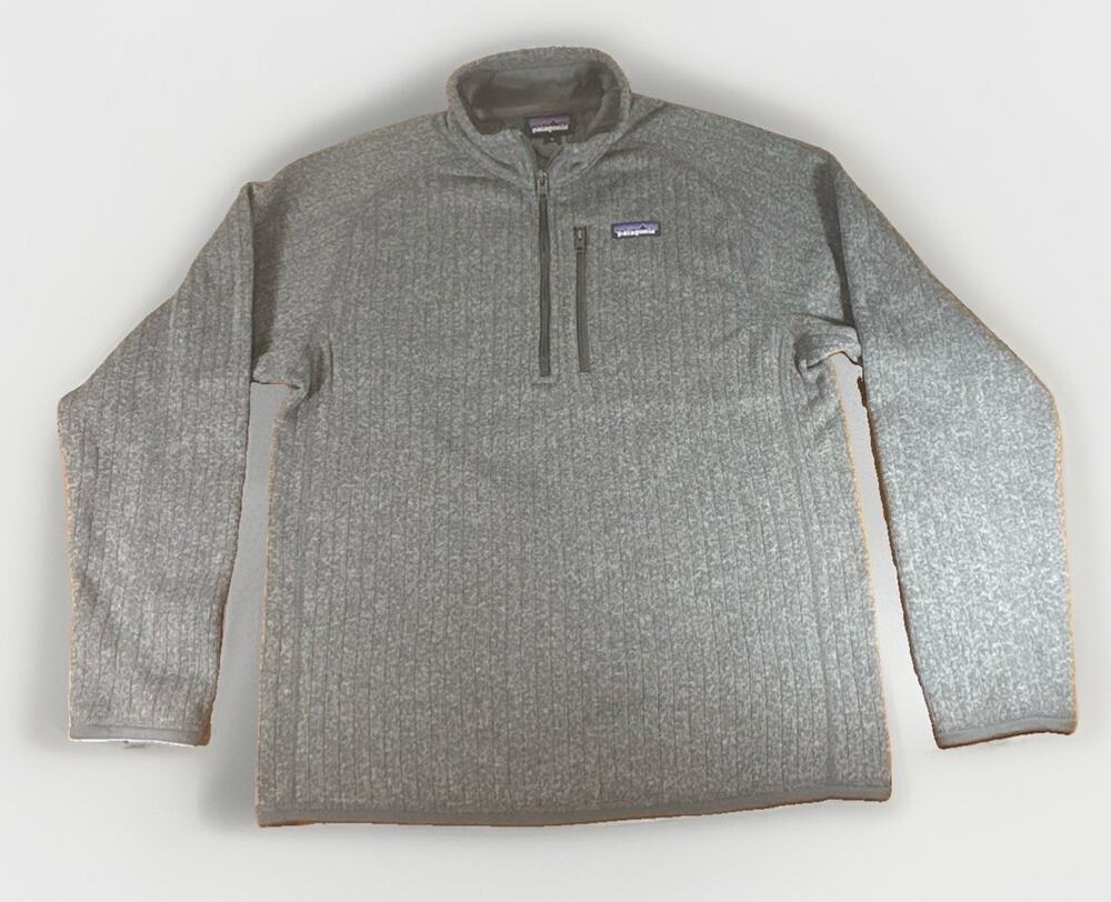 Patagonia Mens M Better Sweater Ribbed 1/4 Zip Fleece Gray Jacket 25300 FA19